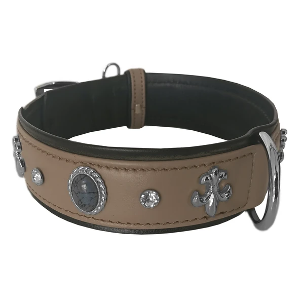 Markapet Deri Doğal Taşlı Köpek Boyun Tasması 44-50 cm Medium Taba - Resim 4