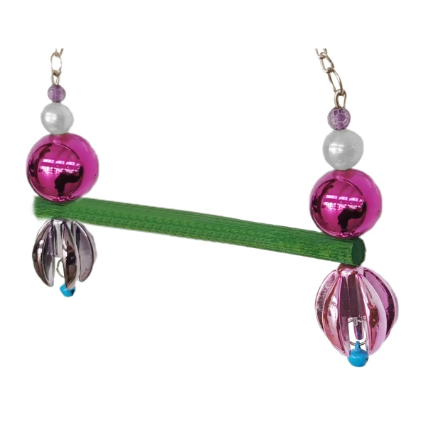 Markapet Lale Boncuklu Ve Tünekli Papağan Salıncağı 15 cm-23 cm Renkli - Resim 2