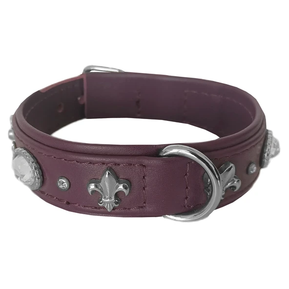 Markapet Deri Parlak Taşlı Köpek Boyun Tasması 28-32 cm X-Small Mor - 6