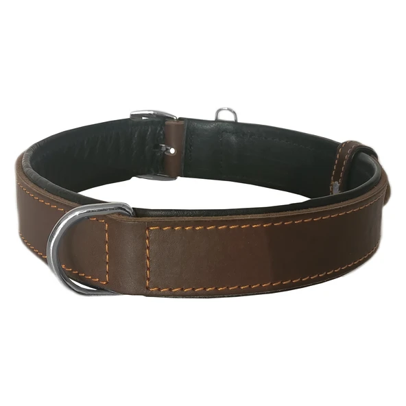 Markapet Lüks Deri Köpek Boyun Tasması 2,5x30-38 cm Siyah Kahve Medium - 2