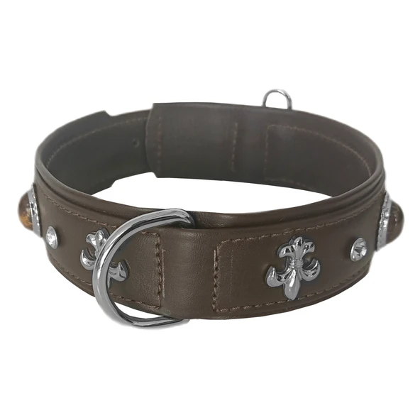 Markapet Deri Doğal Taşlı Köpek Boyun Tasması 44-50 cm Medium Kahverengi - 5