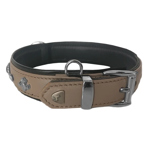 Markapet Deri Doğal Taşlı Köpek Boyun Tasması 44-50 cm Medium Taba - Resim 10