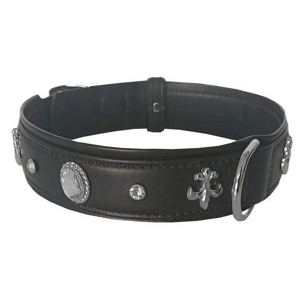 Markapet Deri Parlak Taşlı Köpek Boyun Tasması 49-55 cm Large Siyah - Resim 6