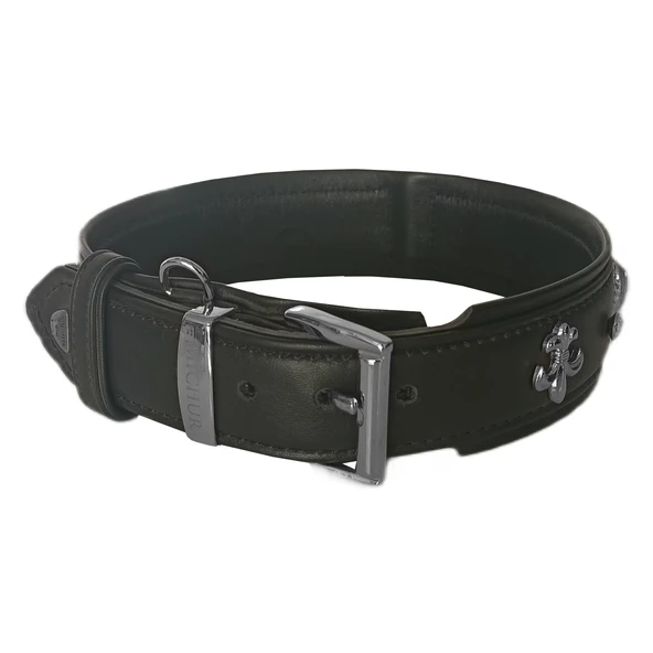 Markapet Deri Tavus Kuşu Tüyü Taşlı Köpek Boyun Tasması 44-50 cm Siyah - Resim 8