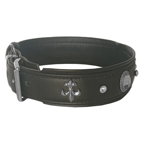 Markapet Deri Parlak Taşlı Köpek Boyun Tasması 49-55 cm Large Siyah - Resim 3