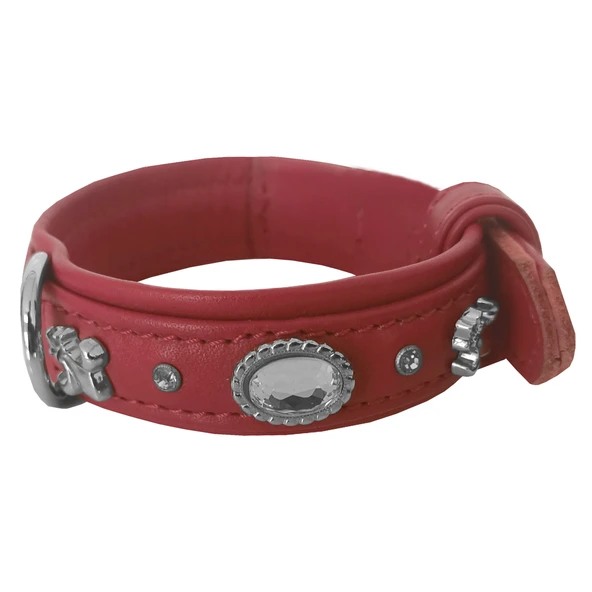 Markapet Deri Parlak Taşlı Köpek Boyun Tasması 28-32 cm X-Small Kırmızı - 9
