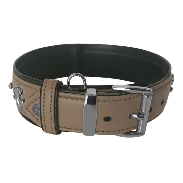 Markapet Deri Doğal Taşlı Köpek Boyun Tasması 44-50 cm Medium Taba