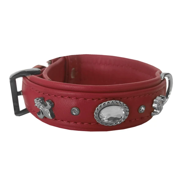 Markapet Deri Parlak Taşlı Köpek Boyun Tasması 28-32 cm X-Small Kırmızı - 3