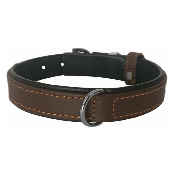 Markapet Lüks Deri Köpek Boyun Tasması 2,5x30-38 cm Siyah Kahve Medium - 4