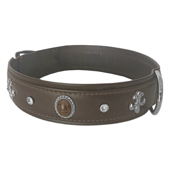 Markapet Deri Doğal Taşlı Köpek Boyun Tasması 33-37 cm X-Small Kahverengi - Resim 12