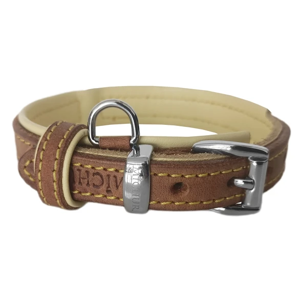 Markapet Lüks Deri Köpek Boyun Tasması 2x26-32 cm Sarı Kahverengi Small - Resim 3