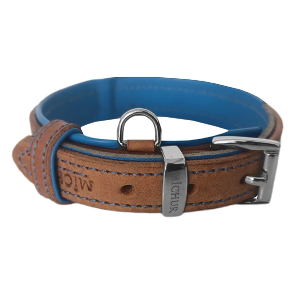 Markapet Lüks Deri Köpek Boyun Tasması 2x25-32 cm Mavi Kahverengi ürün görseli