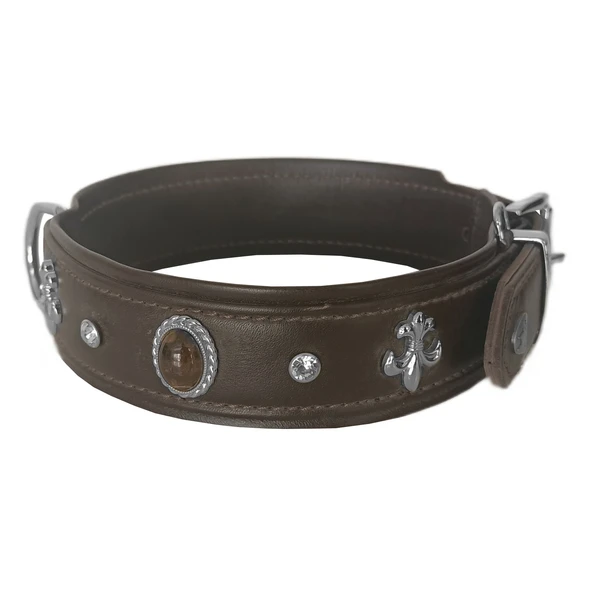 Markapet Deri Doğal Taşlı Köpek Boyun Tasması 44-50 cm Medium Kahverengi - 3