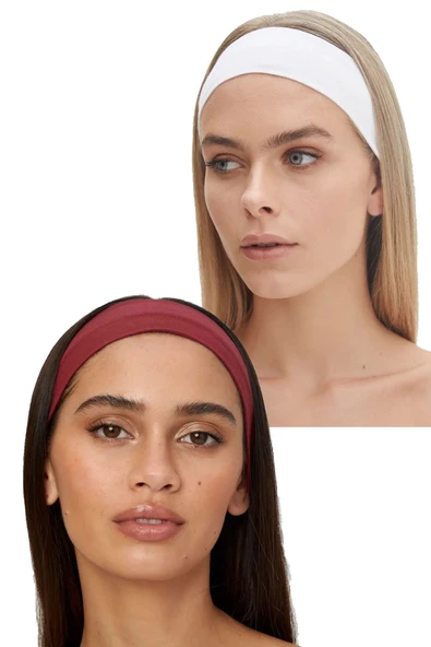 2'li Spor Saç Bantları - Kadın & Erkek Yoga Makyaj Bandana Yüz Yıkama Cilt Bakım Spor Gym Spa Saç Bandı Seti - 5