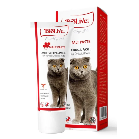 Biolive AntiHairBall Kediler İçin Tüy Yumağı Önleyici Paste 100gr - 3