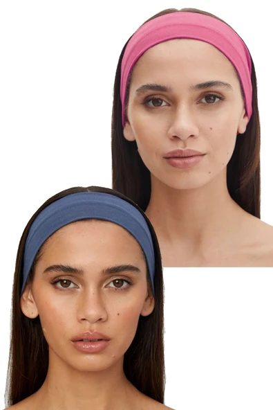 2'li Spor Saç Bantları - Kadın & Erkek Yoga Makyaj Bandana Yüz Yıkama Cilt Bakım Spor Gym Spa Saç Bandı Seti - 9