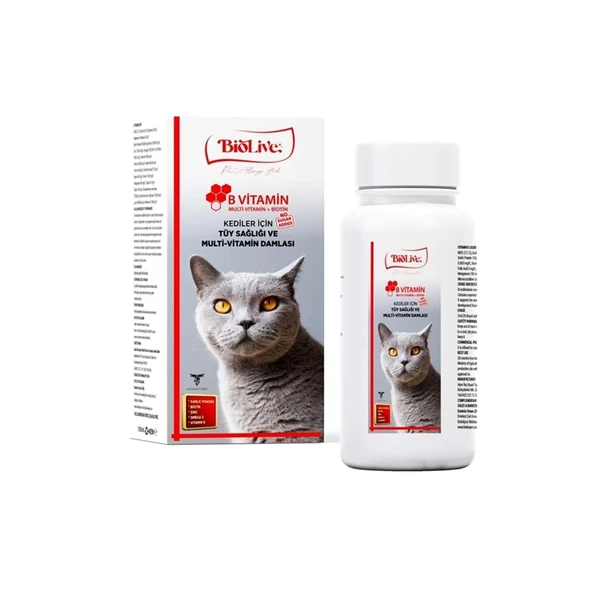Biolive Kediler İçin B Vitamin+Multivitamin Tüy Sağlığı Likit Vitamin 100ml - 2