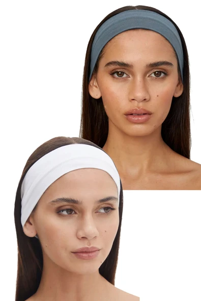 2'li Spor Saç Bantları - Kadın & Erkek Yoga Makyaj Bandana Yüz Yıkama Cilt Bakım Spor Gym Spa Saç Bandı Seti - 4