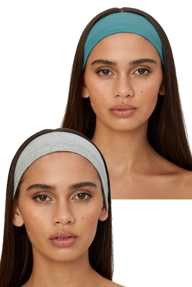 2'li Spor Saç Bantları - Kadın & Erkek Yoga Makyaj Bandana Yüz Yıkama Cilt Bakım Spor Gym Spa Saç Bandı Seti - 7