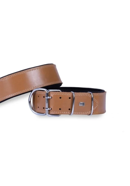 Doggie Konfor Deri El Yapımı Köpek Boyun Tasması 6x65-75 cm Kamel - 3