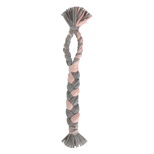 Köpek Oyuncağı Düğümlü Halat Diş İpi 4 cm-40 cm Pembe-Gri