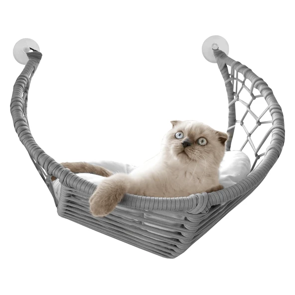 Markapet Vantuzlu Gondol Kedi Hamağı Kedi Yatağı 40*45 cm Gri - 2