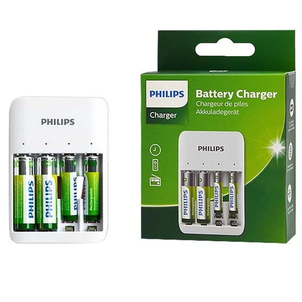 PHILIPS SCB4013NB/00 4LÜ 2 ADET X AAA 700 MAH + 2 ADET X AA 1300 MAH PİLLER DAHİL - PİL ŞARJ CİHAZI