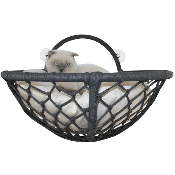 Markapet Vantuzlu Oval Kedi Hamağı Kedi Yatağı 17*46 cm Siyah - 2