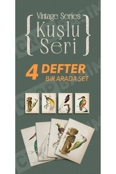 Vintage Defter 4’lü Kuşlu Set Hediye