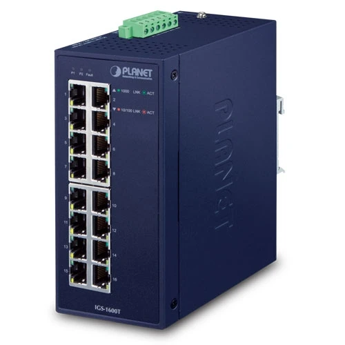 Endüstriyel Tip Yönetilemeyen Switch (Industrial Unmanaged Ethernet Switch) 16-Port 10/100/1000T<br>IP30, -40~75 Derece C