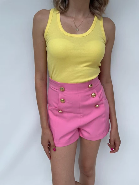 Kadın Basic Yuvarlak Yaka Limon Sarı Atlet - Resim 2