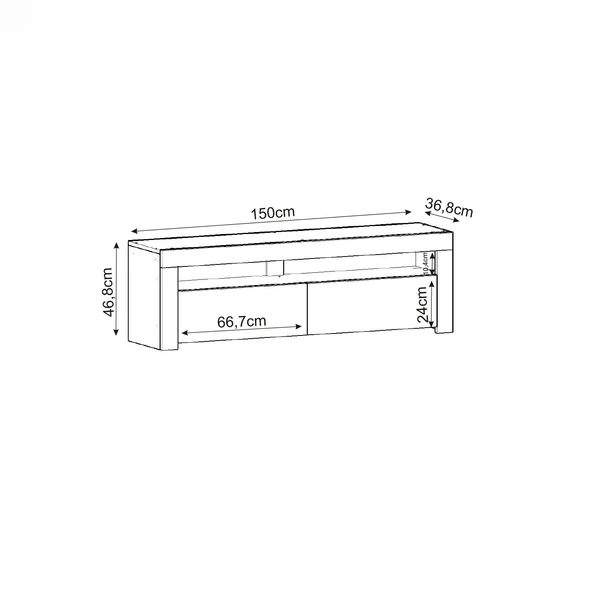 İNARCH DİZAYN Batı Led Işıklı, 2 Kapaklı Tv Ünitesi, Tv Sehpası Traverten - Resim 5
