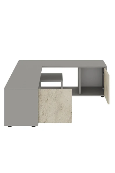 İNARCH DİZAYN Roza Köşe – Çok Amaçlı, Kapaklı TV Sehpası Gri/traverten - 7