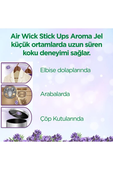 Air Wick Jel Stick Up Küçük Alanlara Özel Oda Kokusu Lavanta 30 Gün Etkili X3 - 3