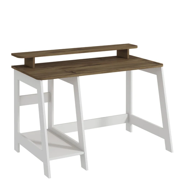 İNARCH DİZAYN Country Ergonomik Çalışma Masası, Modern Bilgisayar Masası Beyaz/Antik Ceviz, Ev-Ofis - 4