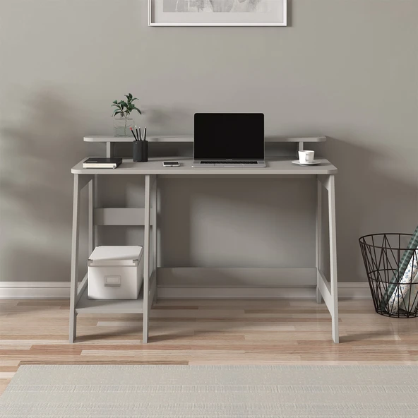 İNARCH DİZAYN Country Ergonomik Çalışma Masası, Modern Bilgisayar Masası - Gri, Ev-Ofis - 2