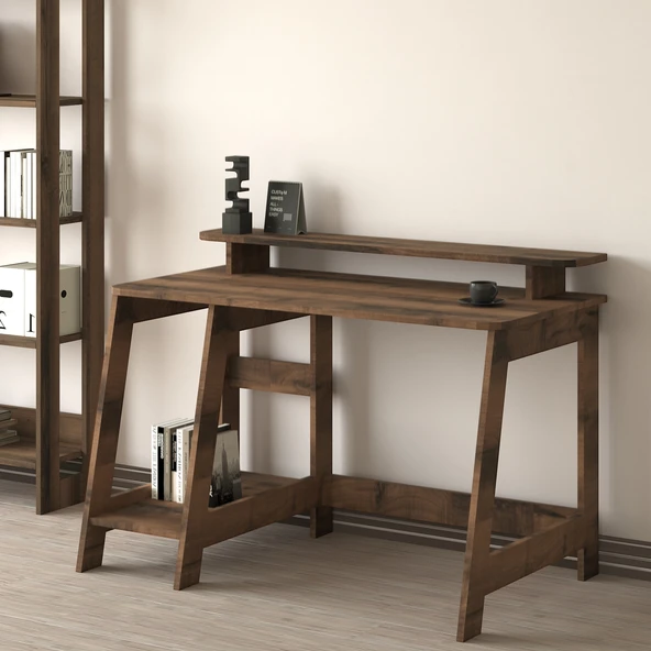 İNARCH DİZAYN Country Ergonomik Çalışma Masası, Modern Bilgisayar Masası - Antik Ceviz, Ev-ofis - 3