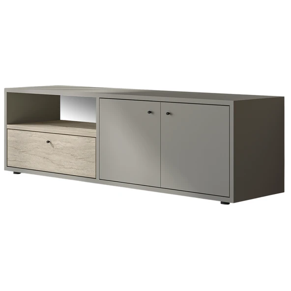 İNARCH DİZAYN Pao Kapaklı Minimal TV Sehpası – 136 cm, Gri/traverten - 4