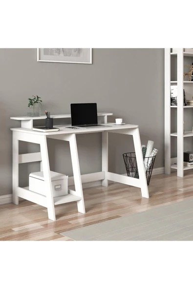 İNARCH DİZAYN Country Ergonomik Çalışma Masası, Modern Bilgisayar Masası - Beyaz, Ev-ofis - 2