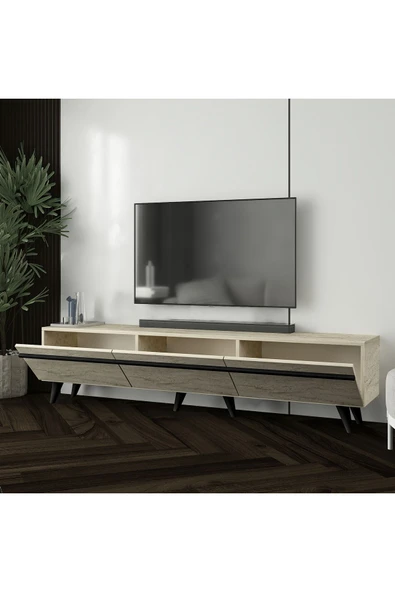 İNARCH DİZAYN Amsterdam Style Alt Modül Tv Ünitesi Traverten - Resim 3
