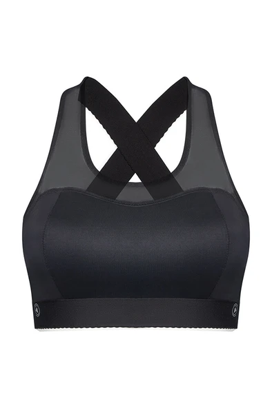 Siyah Fitness Tül File Sporcu Büstiyer - Resim 2