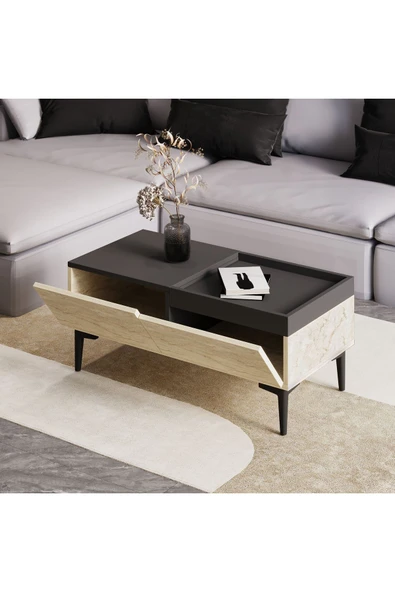 İNARCH DİZAYN Mia Orta Sehpa Traverten/Antrasit - 5