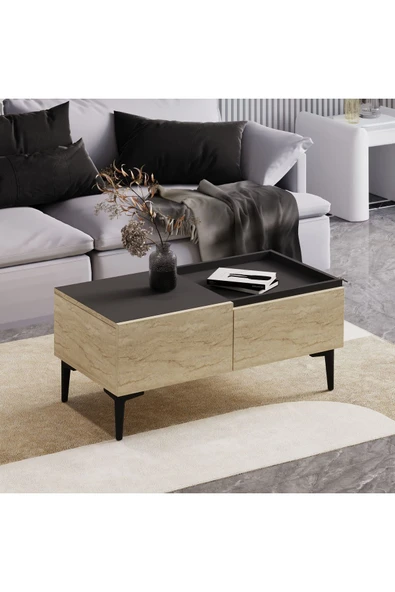 İNARCH DİZAYN Mia Orta Sehpa Traverten/Antrasit - 3