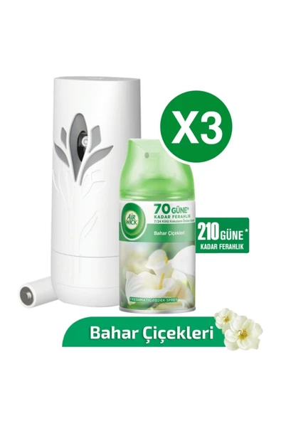 Bahar Çiçekleri Freshmatic Oda Kokusu Makine + 3x250 Ml Yedek 210 Gün Etkili