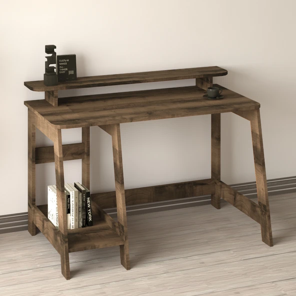 İNARCH DİZAYN Country Ergonomik Çalışma Masası, Modern Bilgisayar Masası - Antik Ceviz, Ev-ofis