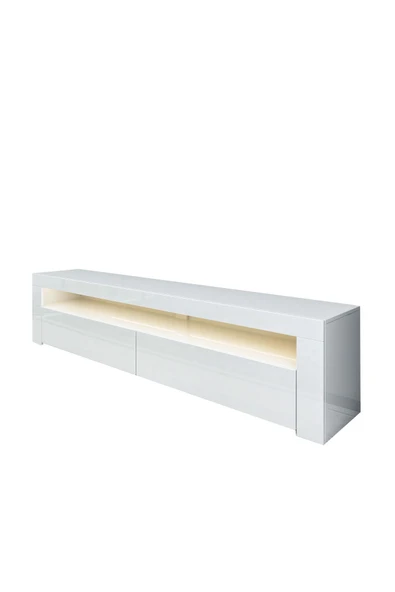 İNARCH DİZAYN Batı Led Işıklı, 2 Kapaklı Tv Ünitesi, Tv Sehpası Parlak Beyaz - 6