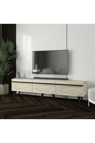 İNARCH DİZAYN Amsterdam Style Alt Modül Tv Ünitesi Traverten - Resim 4