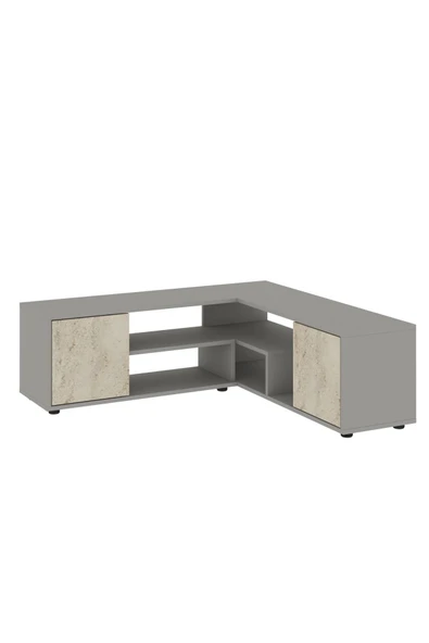 İNARCH DİZAYN Roza Köşe – Çok Amaçlı, Kapaklı TV Sehpası Gri/traverten - 6