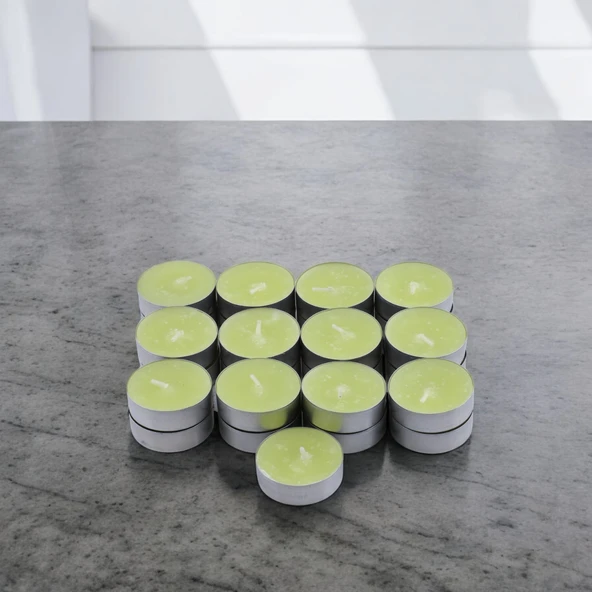 Tealight Mum 25x10 Gr Dekoratif Mumu Kandil Hediyelik Fitilli Mumluk Şamdan Krem Renk Kokusuz - 4