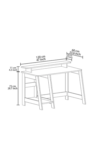 İNARCH DİZAYN Country Ergonomik Çalışma Masası, Modern Bilgisayar Masası - Beyaz, Ev-ofis - 5